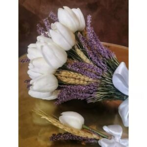 Bouquet of tulips and lavender