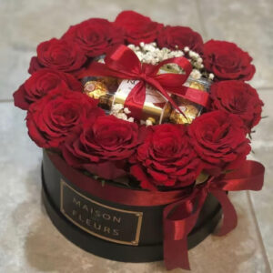 Box of flowers and chocolates