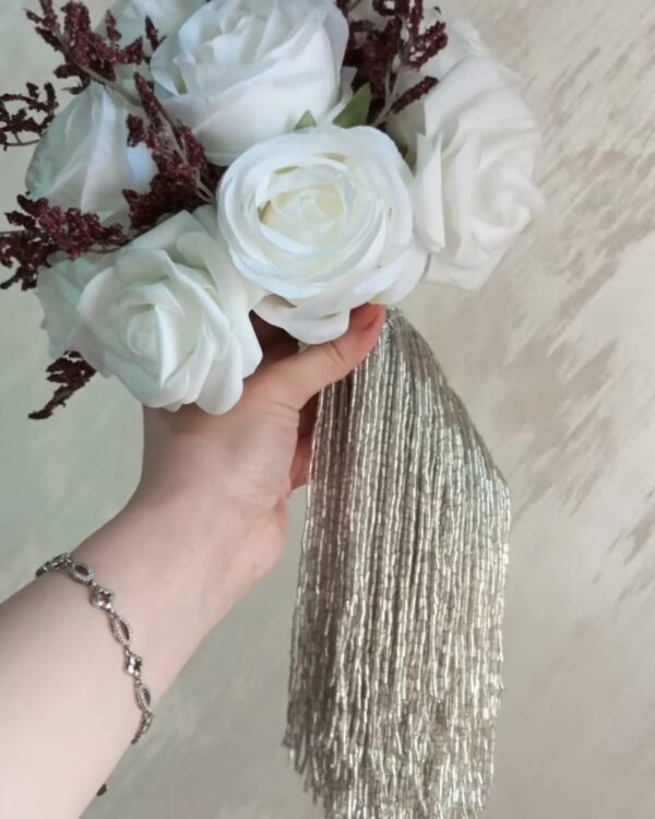 Rose flower bouquet and beaded tassels