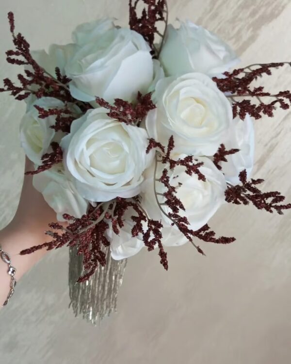 Rose flower bouquet and beaded tassels