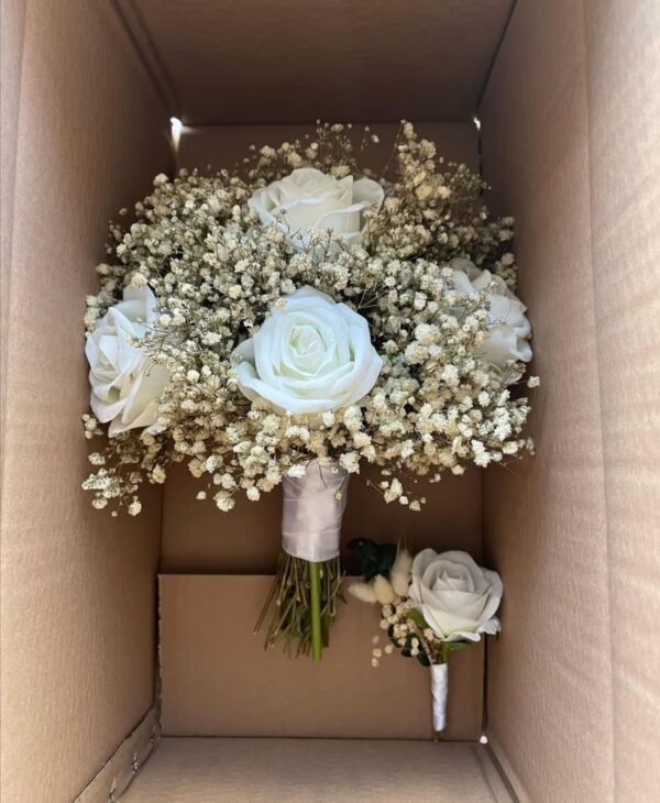 Rosehip bouquet and natural dried gypsophila